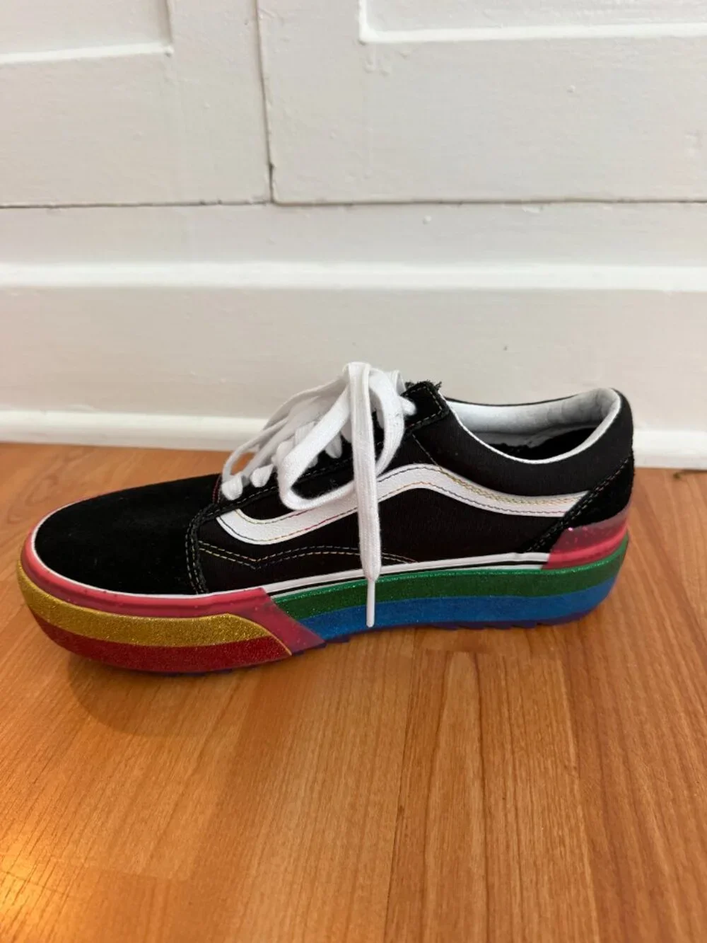 Vans Old Skool Unisex Stacked Rainbow Platform Size 7 (Men's) / 9.5 (Women's)